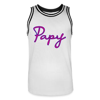 PAPY. FÊTE DES PÈRES. BONNE FÊTE PAPY. JE T'AIME. - Maillot de basket Homme - blanc/noir - Devant - AI Model Male 185 dark (185cm)