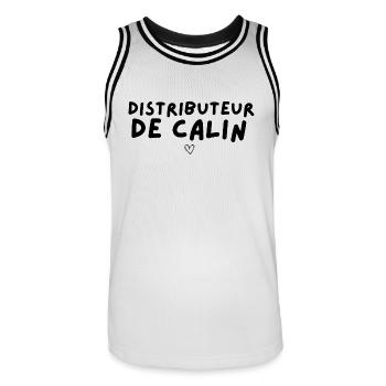 distributeur de calin - Maillot de basket Homme - blanc/noir - Devant - AI Model Male 185 dark (185cm)