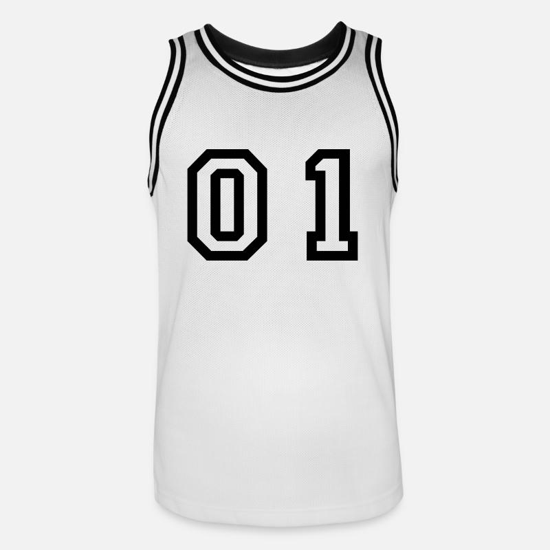 Nummer - 01 - zero one - Männer Basketball-Trikot - Weiß/Schwarz