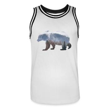 Bär mit Wald - Männer Basketball-Trikot - Weiß/Schwarz - Vorne - AI Model Male 185 dark (185cm)