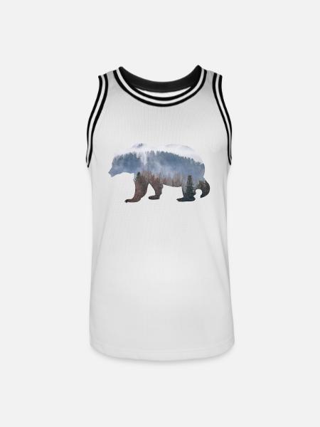 Bär mit Wald - Männer Basketball-Trikot - Weiß/Schwarz