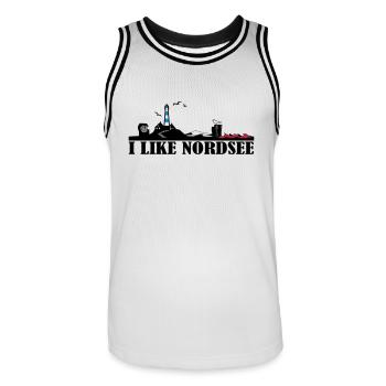 J'aime Silhouette mer du Nord - Maillot de basket Homme - blanc/noir - Devant - AI Model Male 185 dark (185cm)