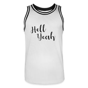 Hell yeah lettering - Men's Basketball Jersey - white/black - Front - AI Model Male 185 dark (185cm)