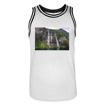 Seven Sisters Waterfall Norway Geiranger - Männer Basketball-Trikot - Weiß/Schwarz - Vorne - AI Model Male 185 dark (185cm)