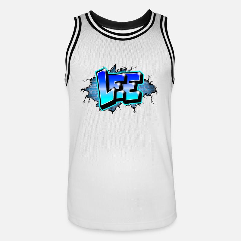 Graffiti LEE Blue Brick Risse - Männer Basketball-Trikot - Weiß/Schwarz