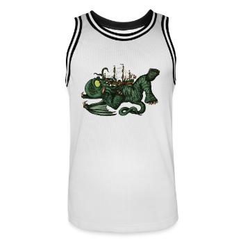Batavia Cthulhu - Men's Basketball Jersey - white/black - Front - AI Model Male 185 dark (185cm)