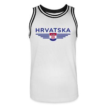 J’aime la Croatie, T-shirt design de style élégance - Maillot de basket Homme - blanc/noir - Devant - AI Model Male 185 dark (185cm)