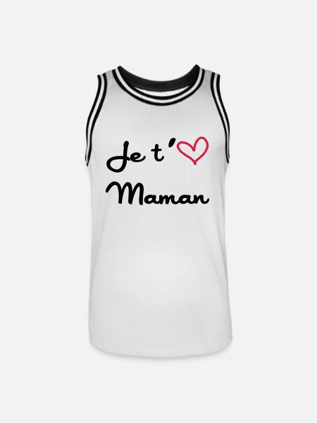 Je t'aime Maman - Maillot de basket Homme - blanc/noir