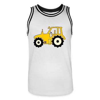 Tractor yellow - Men's Basketball Jersey - white/black - Front - AI Model Male 185 dark (185cm)