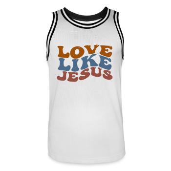Love Like Jesus - Männer Basketball-Trikot - Weiß/Schwarz - Vorne - AI Model Male 185 dark (185cm)