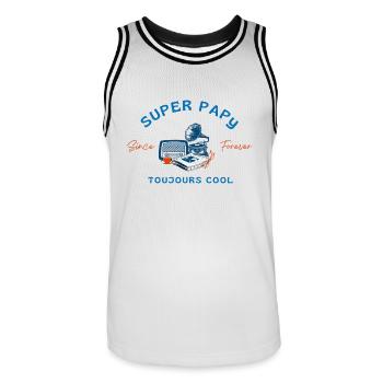 Super Opa immer cool - Opa Geschenkidee - Männer Basketball-Trikot - Weiß/Schwarz - Vorne - AI Model Male 185 dark (185cm)