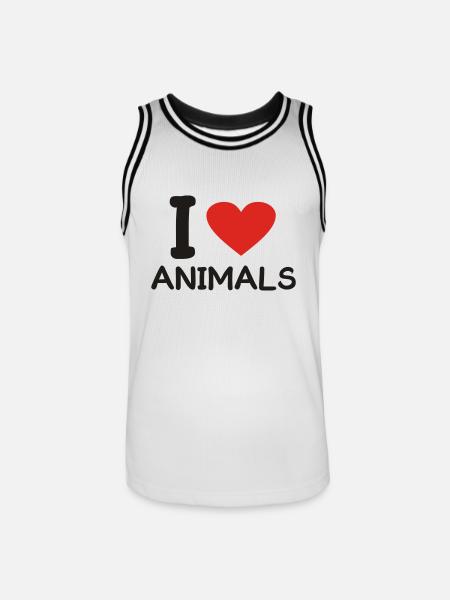 i love Animals - Männer Basketball-Trikot - Weiß/Schwarz