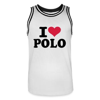 I love Polo - Männer Basketball-Trikot - Weiß/Schwarz - Vorne - AI Model Male 185 dark (185cm)