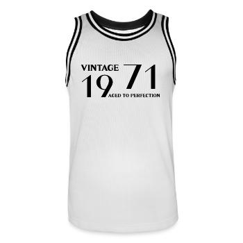 Vintage 1971 aged to perfection - Maillot de basket Homme - blanc/noir - Devant - AI Model Male 185 dark (185cm)