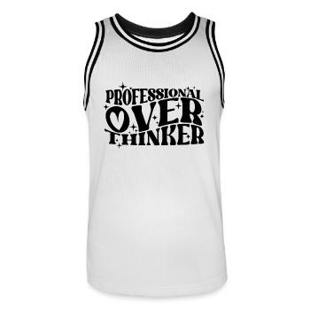 Professional Overthinker Witty Typography Humor - Men's Basketball Jersey - white/black - Front - AI Model Male 185 dark (185cm)