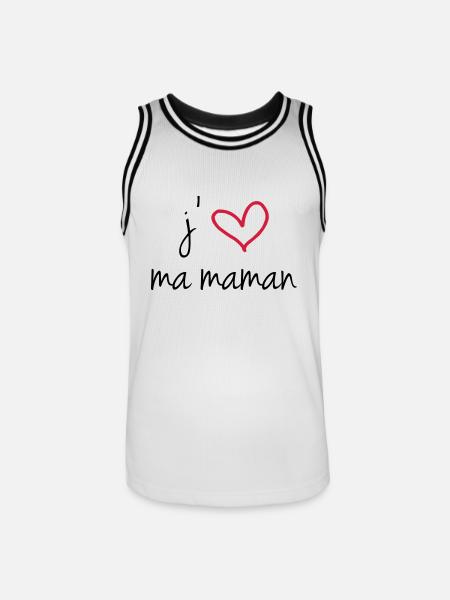 j'aime ma maman - Maillot de basket Homme - blanc/noir