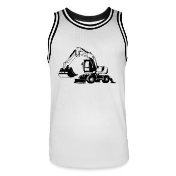 Mobilbagger 1 - Männer Basketball-Trikot - Weiß/Schwarz - Vorne - AI Model Male 185 dark (185cm)