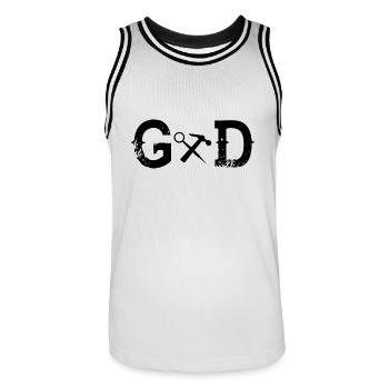 Legend Gott god Gerüstbauer - Männer Basketball-Trikot - Weiß/Schwarz - Vorne - AI Model Male 185 dark (185cm)