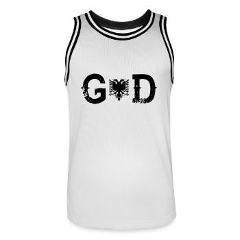 Legend Gott god ALBANIEN - Männer Basketball-Trikot - Weiß/Schwarz - Vorne - AI Model Male 185 dark (185cm)