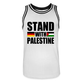 Stand with palestine - Men's Basketball Jersey - white/black - Front - AI Model Male 185 dark (185cm)