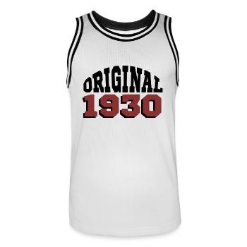 Original 1930 - Männer Basketball-Trikot - Weiß/Schwarz - Vorne - AI Model Male 185 dark (185cm)
