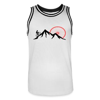 Mountainbike Berge Berg Fahrrad Bergsport - Männer Basketball-Trikot - Weiß/Schwarz - Vorne - AI Model Male 185 dark (185cm)