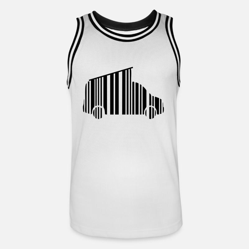 camper van dachzelt strichcode - Männer Basketball-Trikot - Weiß/Schwarz