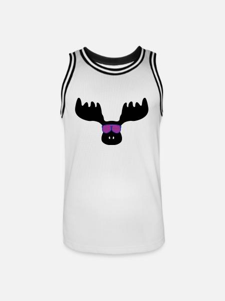 elch_mit_sonnenbrillebrille - Maillot de basket Homme - blanc/noir