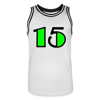 15. 15 ANS. 15e ANNIVERSAIRE. ANNIVERSAIRE 15 ANS. - Maillot de basket Homme - blanc/noir - Devant - AI Model Male 185 dark (185cm)