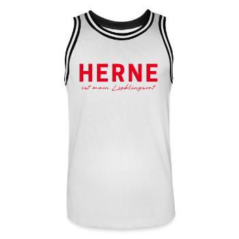 Herne T-Shirt – Show your love for the Ruhr area - Men's Basketball Jersey - white/black - Front - AI Model Male 185 dark (185cm)