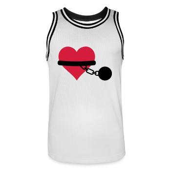 chained heart - Men's Basketball Jersey - white/black - Front - AI Model Male 185 dark (185cm)