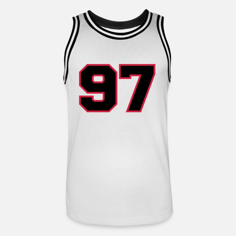 number97 - Männer Basketball-Trikot - Weiß/Schwarz