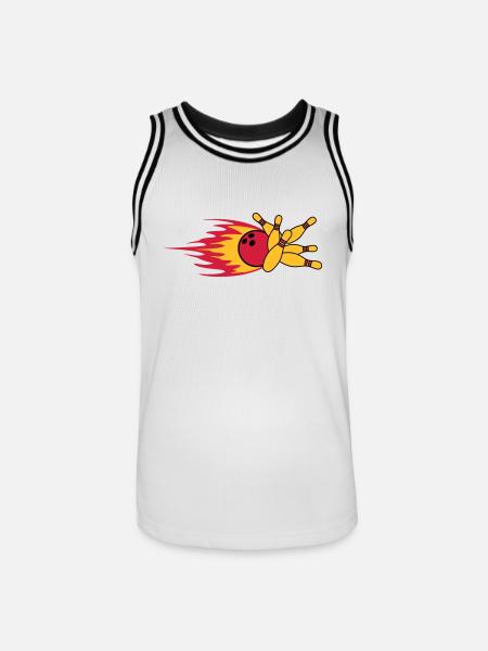 fast fire flames bowling pins upset strike hit - Men's Basketball Jersey - white/black