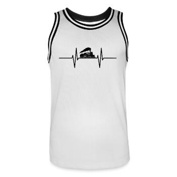 Herzschlag mit Zug / Lokomotive - Männer Basketball-Trikot - Weiß/Schwarz - Vorne - AI Model Male 185 dark (185cm)