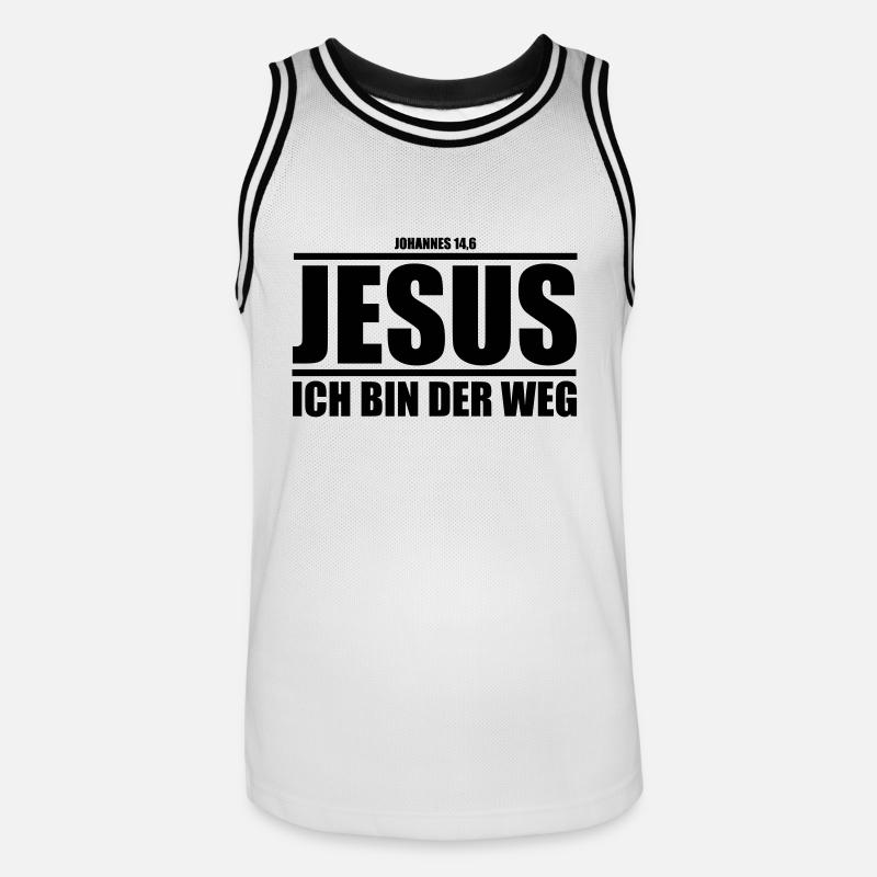 Jesus - Ich bin der Weg - Männer Basketball-Trikot - Weiß/Schwarz