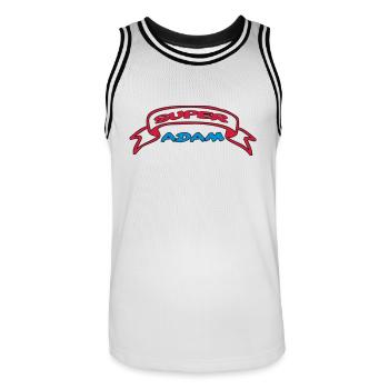 SUPER ADAM - Männer Basketball-Trikot - Weiß/Schwarz - Vorne - AI Model Male 185 dark (185cm)