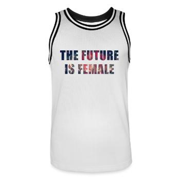 The Future Is Female, Women, Birthday, Valentine's - Maillot de basket Homme - blanc/noir - Devant - AI Model Male 185 dark (185cm)