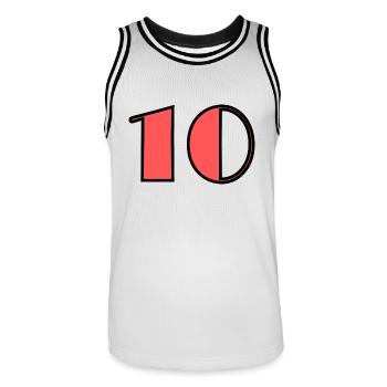 10 ANS. 10e ANNIVERSAIRE. ANNIVERSAIRE 10 ANS. 10 - Maillot de basket Homme - blanc/noir - Devant - AI Model Male 185 dark (185cm)