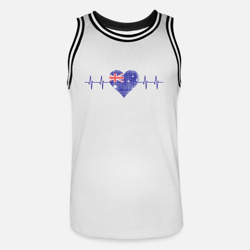 Australia, Down Under - Männer Basketball-Trikot - Weiß/Schwarz