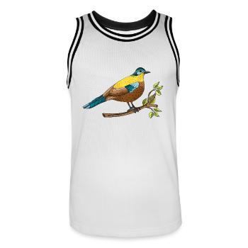 Bunter Vogel - Männer Basketball-Trikot - Weiß/Schwarz - Vorne - AI Model Male 185 dark (185cm)