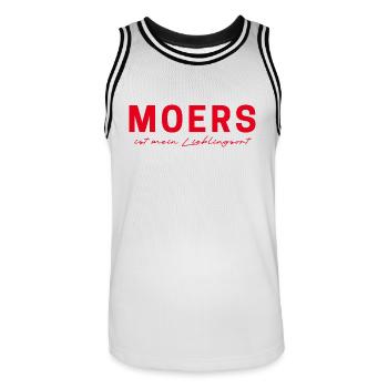 T-Shirt Moers – Montrez votre amour pour votre patrie ! - Maillot de basket Homme - blanc/noir - Devant - AI Model Male 185 dark (185cm)