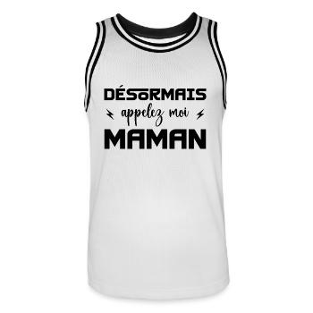 désormais appelez moi maman - Maillot de basket Homme - blanc/noir - Devant - AI Model Male 185 dark (185cm)