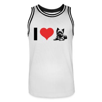 J’adore le Yorkshire Terrier - Maillot de basket Homme - blanc/noir - Devant - AI Model Male 185 dark (185cm)