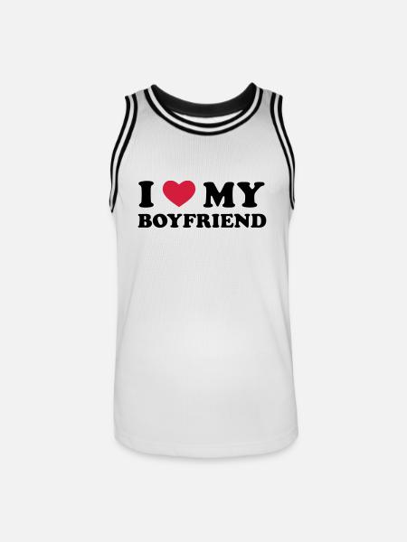 I Love My Boyfriend - Männer Basketball-Trikot - Weiß/Schwarz