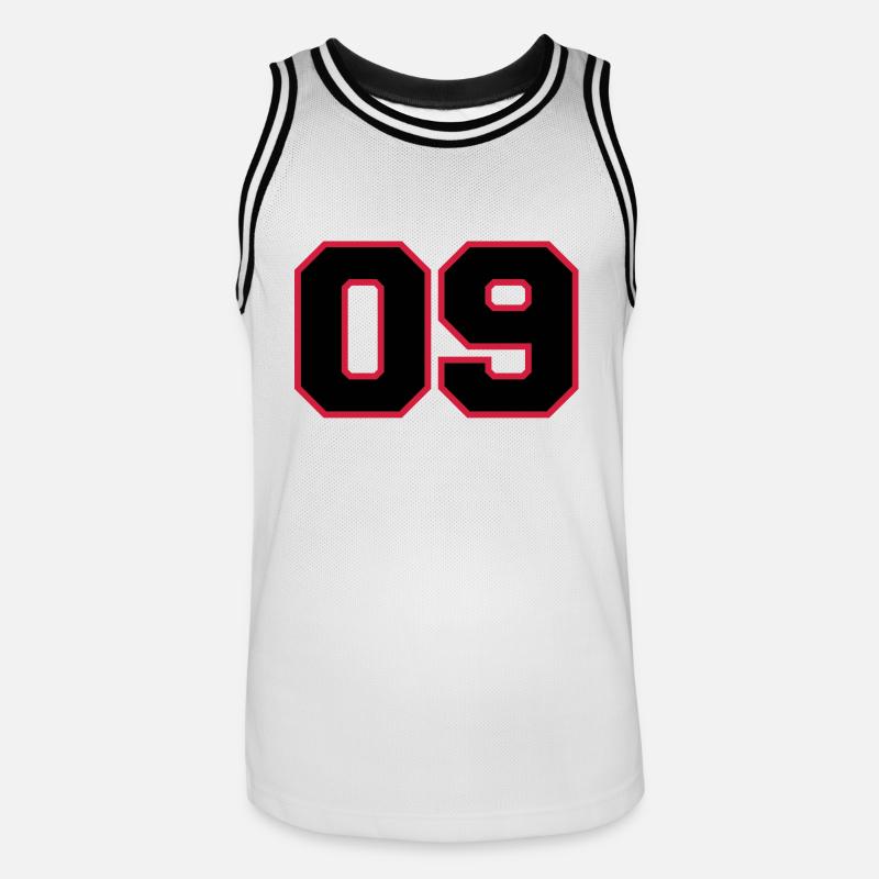 Numéro 09 - Maillot de basket Homme - blanc/noir