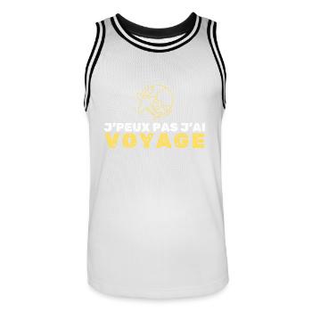 t shirt je peux pas VOYAGE - Maillot de basket Homme - blanc/noir - Devant - AI Model Male 185 dark (185cm)