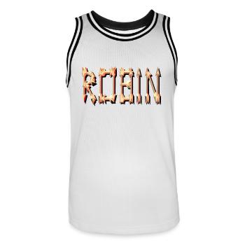 robin2 - Männer Basketball-Trikot - Weiß/Schwarz - Vorne - AI Model Male 185 dark (185cm)