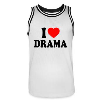 I love drama - Maillot de basket Homme - blanc/noir - Devant - AI Model Male 185 dark (185cm)