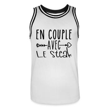 En Couple avec Steak, cadeau Fans de Steak - Maillot de basket Homme - blanc/noir - Devant - AI Model Male 185 dark (185cm)