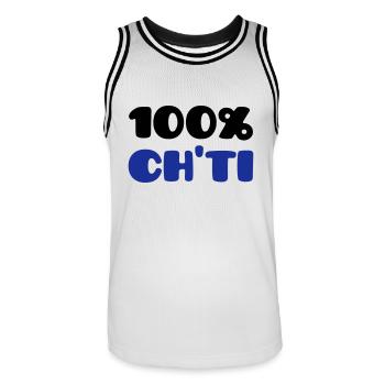 100% Ch'ti (V) - Maillot de basket Homme - blanc/noir - Devant - AI Model Male 185 dark (185cm)